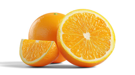 Fototapeta premium orange with slices on white background