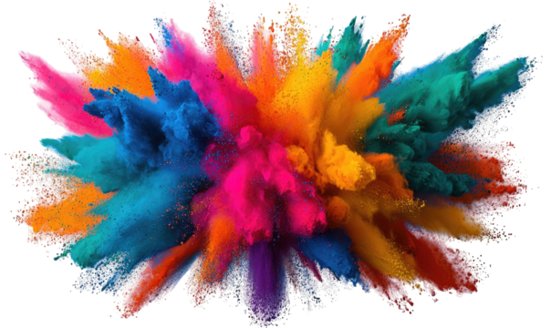 Vibrant explosion of colored powder