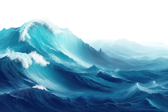 Powerful ocean waves crash against a horizon - Powered by Adobe