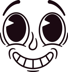 Toothy smiling eyes caricature face