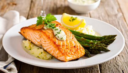 Grilled Salmon with Asparagus.