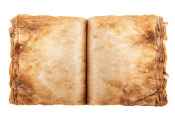 Open, aged book, blank pages