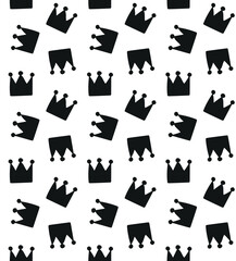 Vector seamless pattern of hand drawn sketch doodle crown isolated on white background