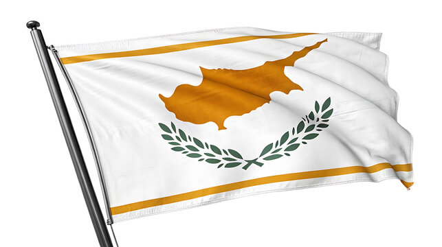 Waving flag of cyprus isolated on white background, a symbol of the nation