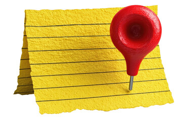 Yellow notepad with red pushpin
