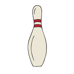 Vector hand drawn sketch doodle colored bowling skittle isolated on white background