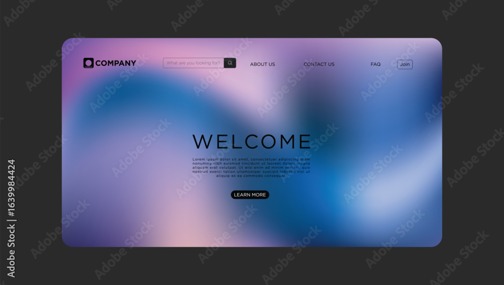 Aufkleber modern welcome page design with elegant gradient background for websites and landing pages