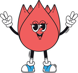 Smiling red flower girl mascot