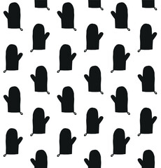 Vector seamless pattern of hand drawn doodle sketch kitchen potholder isolated on white background