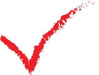 A bold red check mark symbol drawn with a brush stroke isolated on white background new 2025 trendy unique
