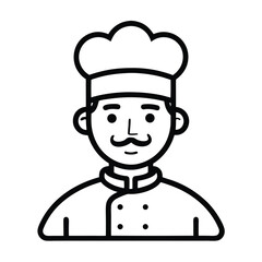 A chef wearing a hat holds a knife and spoon, ready for cooking