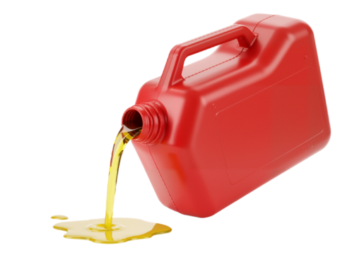 Spillage of Oil A Visual Representation of Liquid Spilling from a Red Container