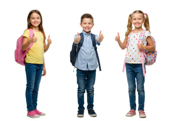 Happy Kids Ready for School Thumbs Up!