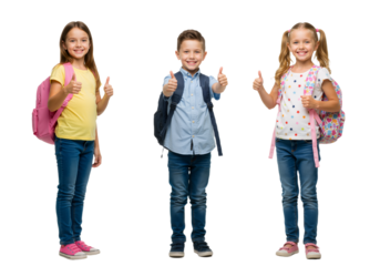 Happy Kids Ready for School Thumbs Up!