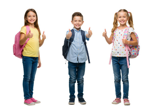 Happy Kids Ready for School Thumbs Up! - Powered by Adobe