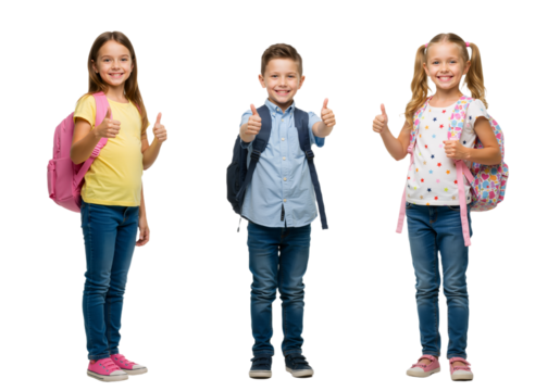 Happy Kids Ready for School Thumbs Up!