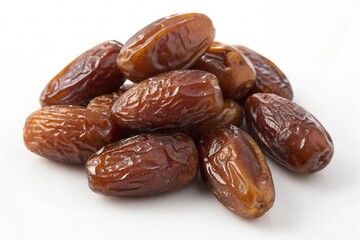 Obraz premium Pile of ripe dates on a white background