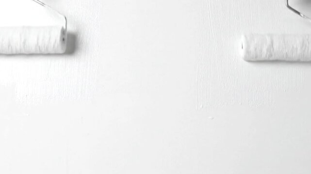 White painted surface textured with brushstrokes occupies most of the frame
