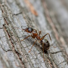 black ants on tree bark