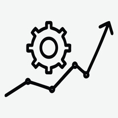 A cogwheel with a rising path graph above it