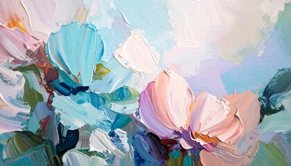 Abstract floral painting with textured brushstrokes