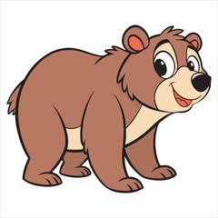 Naklejka premium Cute cartoon wild animal characters including bear rhino hippo and elephant vector illustration