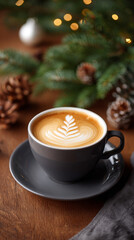 cup of coffee with christmas decoration