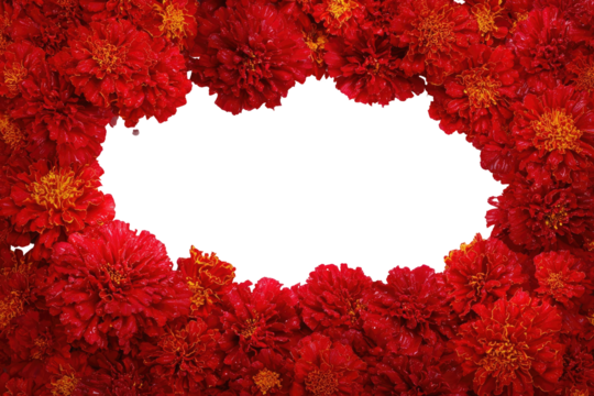 Red flower frame, black hole