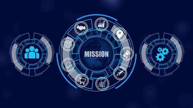 Business, technology, internet and network concept. Coach motivates to career growth. Personal development, personal and career growth "MISSION, online marketing management concept