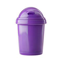 Purple plastic waste bin with a lid