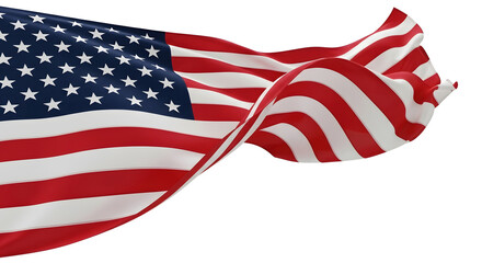 Obraz premium Waving American Flag With Stars And Stripes On White Background united states