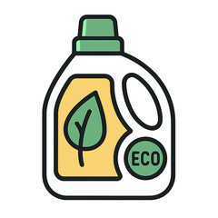 Obraz premium Eco-friendly detergent bottle with leaf design and green cap Eco Detergent Icon