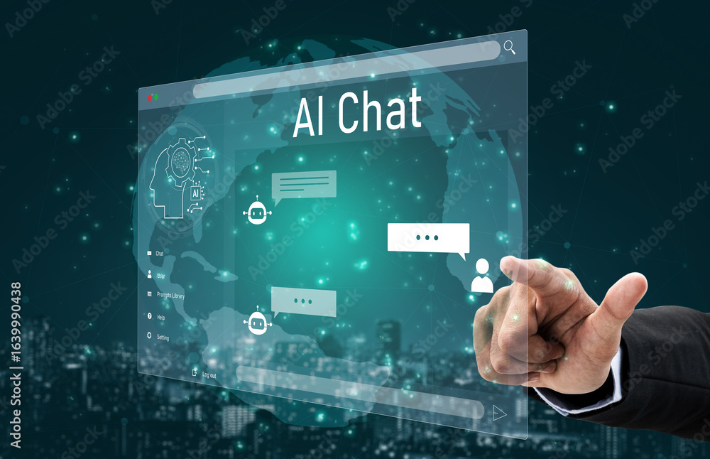 Poster ai chatbot interface facilitates communication, chatbot, and ai interaction for automated user suppo