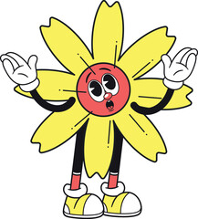 Surprised yellow flower mascot personage