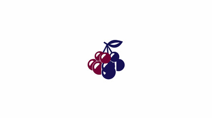 A minimalist illustration of a cluster of cherries, rendered in a simple, graphic style.