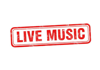 Red glowing live music sign isolated on transparent background