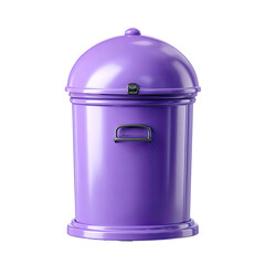 Purple cylindrical trash can with domed lid