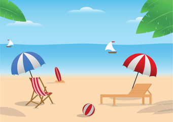 Beach Theme , Hello Summer Beach Background Vector illustration