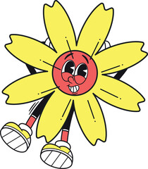Yellow flower mascot crazy dance