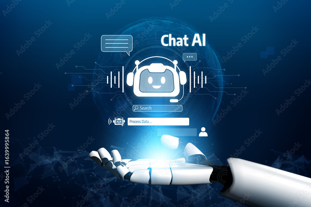 Poster ai assistant brain processor with llm technology, big data, machine learning, generative ai for busi