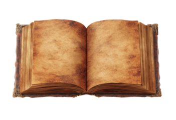 Open antique book, aged parchment