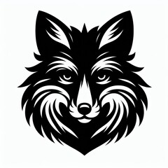 Fototapeta premium Stylized black and white fox head illustration