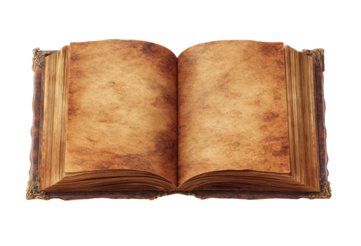 Open antique book, aged parchment