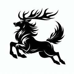 Obraz premium Majestic black stag in full gallop with elaborate antlers