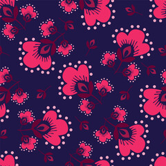 Trendy exotic hand drawn flowers seamless pattern. Floral background for textile, wallpaper, banner, covers, surface, printing and home decor. Flower vector illustration.