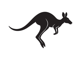 Fototapeta premium Black and white kangaroo jumping silhouette