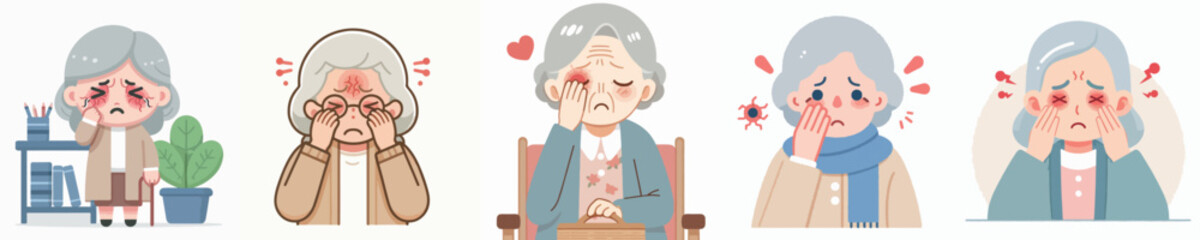 vector of grandmother having sore eyes