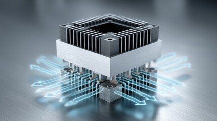 Obraz premium Aluminum fin heat-sink prism demonstrating thermal dissipation in tech