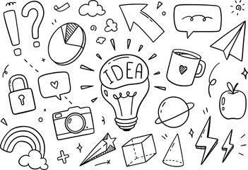 Idea creative doodle on white background