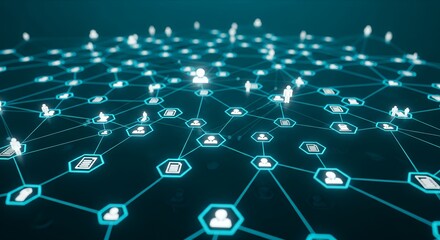 Network Connection Abstract Illustration Digital Data Visualization Social Media Connectivity People Icon Technology Background Futuristic Design